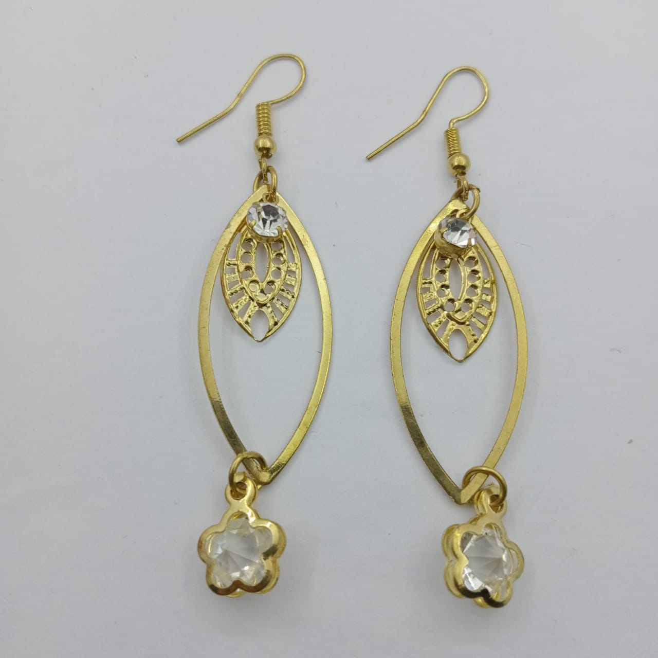 Women's Artificial Stone Earrings (Golden)